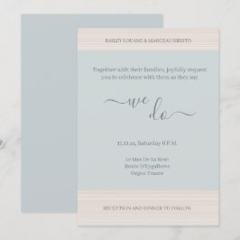 Invitación Elegante azul turbio hacemos Boda de franjas de gr
