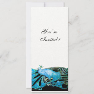 Invitación ELEGANTE AZUL TURQUESA PAVO REAL Blanco