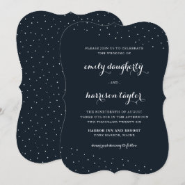 Invitación Elegante azul y blanco con Boda de puntos delgados
