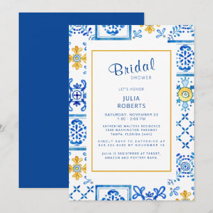 Invitación Elegante azulejo mediterráneo Cobalt Ducha de Novi