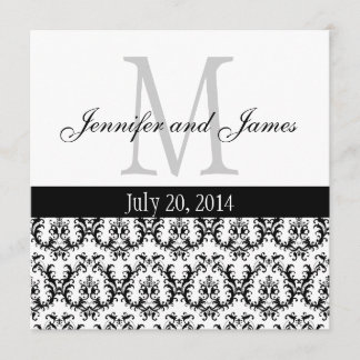 Invitación elegante B y W de la boda del monograma