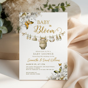 Invitación Elegante Baby en Flor ropa floral para baby shower