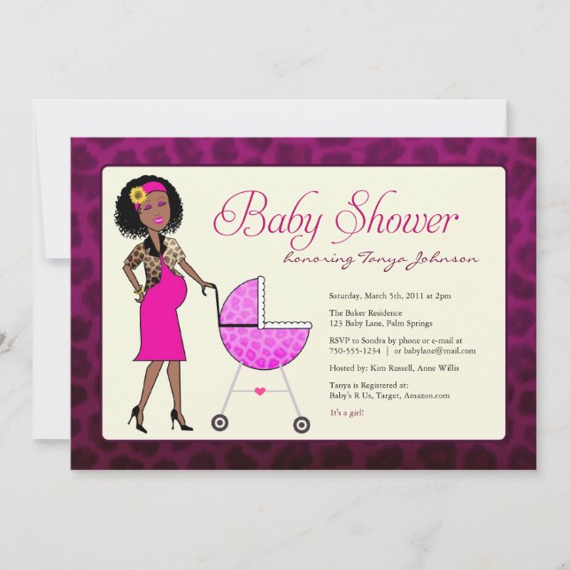 Invitación Elegante Baby Shower afroamericano (Anverso)