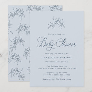 Invitación Elegante Baby Shower azul