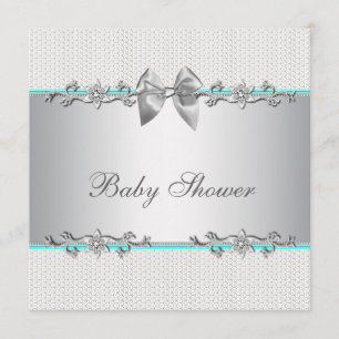 Invitación Elegante Baby Shower azul y gris Verde azulado