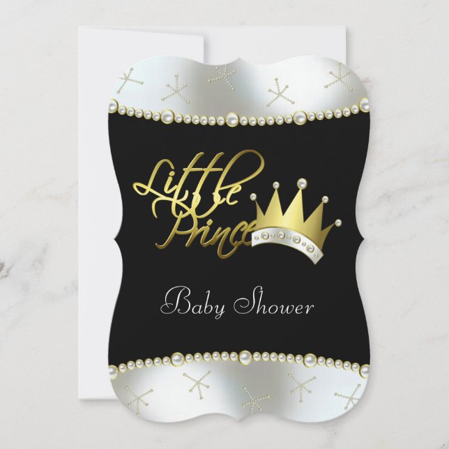 Invitación Elegante Baby Shower Black and Gold Little Prince (Anverso)