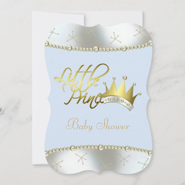 Invitación Elegante Baby Shower Blue and Gold Little Prince (Anverso)