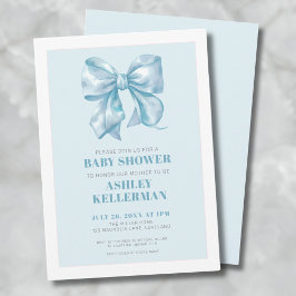 Invitación Elegante Baby Shower Blue Bow