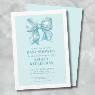 Invitación Elegante Baby Shower Blue Bow