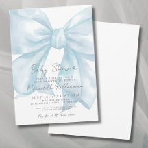 Elegante Baby Shower Blue Bow