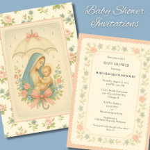 Elegante Baby Shower Blue Floral Religioso
