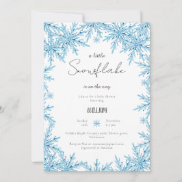 Invitación Elegante Baby Shower Blue Little Snowflake de invi