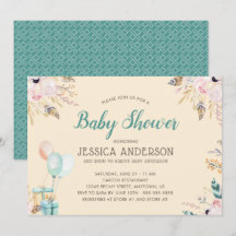 Elegante Baby Shower Boho Acuarela