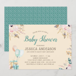 Invitación Elegante Baby Shower Boho Acuarela