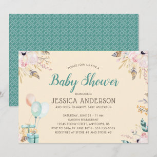 Invitación Elegante Baby Shower Boho Acuarela