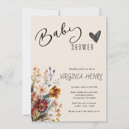 Invitación Elegante Baby Shower Boho Wildflower