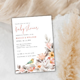 Invitación Elegante Baby Shower Boho Wildflower