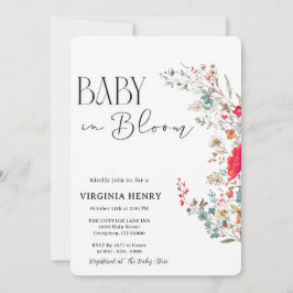 Invitación Elegante Baby Shower Boho Wildflower
