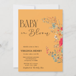 Invitación Elegante Baby Shower Boho Wildflower