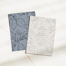 Invitación Elegante Baby Shower Botánico de Arte de la Línea