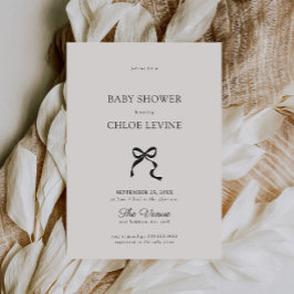 Invitación Elegante Baby Shower Bow Minimal