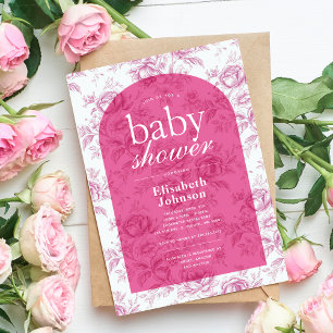 Invitación Elegante Baby Shower Chinoiserie rosa