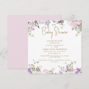 Invitación Elegante Baby Shower con aroma rosa