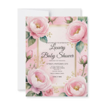 Elegante Baby Shower con flores rosadas