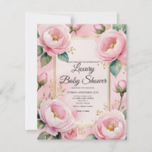 Elegante Baby Shower con flores rosadas