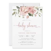 Elegante Baby Shower con flores rosadas