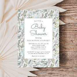 Invitación Elegante Baby Shower de acuarela botánica