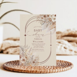 Invitación Elegante Baby Shower De Arco Floral Beige Boho Ele