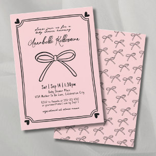Invitación Elegante Baby Shower de arco rosado con mano