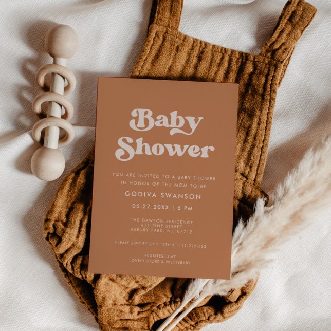 Invitación Elegante Baby Shower de azúcar marrón retro (Subido por el creador)