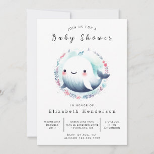 Invitación Elegante Baby Shower de ballenas en línea