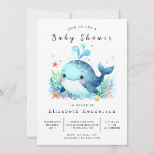 Invitación Elegante Baby Shower de ballenas en línea