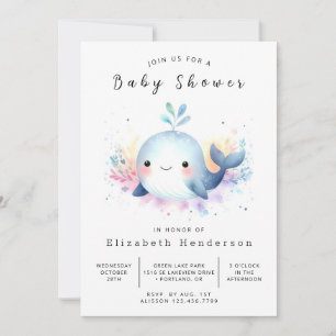 Invitación Elegante Baby Shower de ballenas en línea