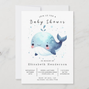 Invitación Elegante Baby Shower de ballenas en línea