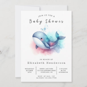 Invitación Elegante Baby Shower de ballenas en línea