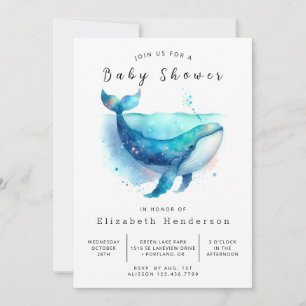 Invitación Elegante Baby Shower de ballenas en línea