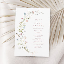 Invitación Elegante Baby Shower de Boho Rústico de Flor Silve