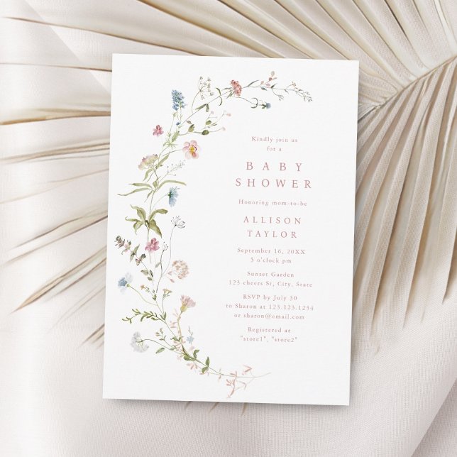 Invitación Elegante Baby Shower de Boho Rústico de Flor Silve (Subido por el creador)