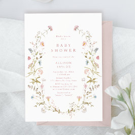 Invitación Elegante Baby Shower de Boho Rústico de Flor Silve