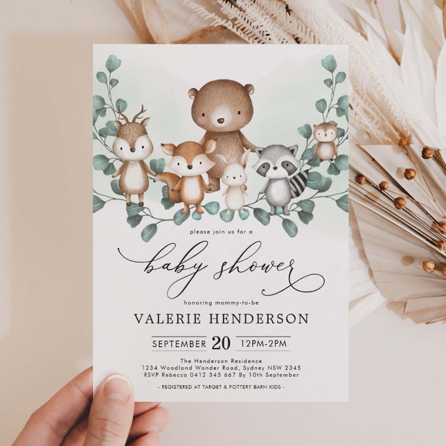 Invitación Elegante Baby Shower de bosque Eucalyptus Greenery (Subido por el creador)