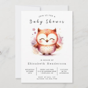 Invitación Elegante Baby Shower de búho digital