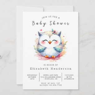 Invitación Elegante Baby Shower de búho forestal