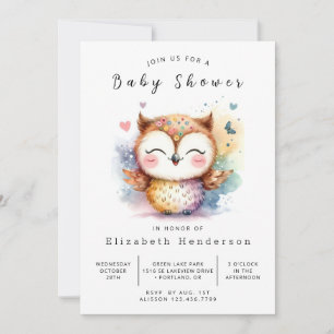 Invitación Elegante Baby Shower de búho imprimible