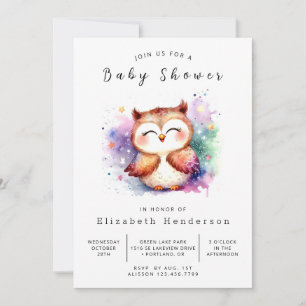 Invitación Elegante Baby Shower de búho imprimible
