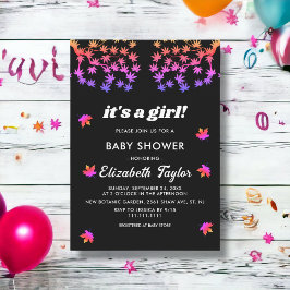 Invitación Elegante Baby Shower De Caída Brillante En Blanco 