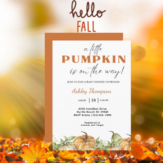 Invitación Elegante Baby Shower de calabaza rosa otoño